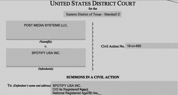 Spotify - Facing Possible Patent Troll Lawsuit