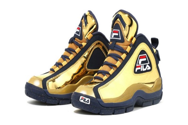 fila shoes with gold writing