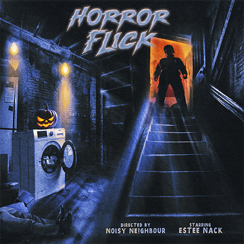 Estee Nack performing over dark, cinematic production from Noisy Ne!ghbour, promoting the Noisy Ne!ghbour “Horror Flick” single in 2025 underground Hip-Hop.