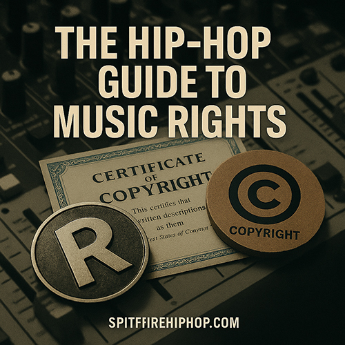 Editorial-style Hip-Hop artwork showing a realistic film reel merging into a microphone under cinematic lighting with a dark grey background and red accents.