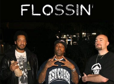 Substance Abuse ‘Flossin’ (DJ Obi Remix) featuring MC Eiht — gritty West Coast street scene with vinyl/DJ elements and bold headline text, SpitFireHipHop.com.