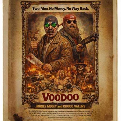 Dark cinematic hip-hop artwork representing Choco Valens’ single “VooDoo,” featuring ominous tones, gritty street energy, and underground rap aesthetics.