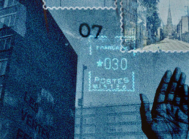 Music producer working in a dimly lit studio surrounded by vinyl records and mixing equipment, symbolizing the global collaboration and layered production of Product of My Environment (Act II).