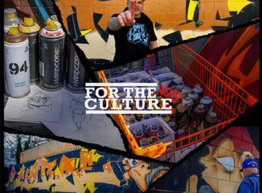 Hip-Hop graffiti collage cover art for “For The Culture” by Mic Bles featuring DJ Romes, showing spray paint cans, street murals, and graffiti culture imagery.