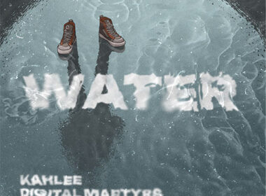 Two sneakers standing in reflective water with the word ‘WATER’ beneath them, representing introspection and growth in Hip-Hop — Kahlee, Digital Martyrs, Ash the Author single artwork.