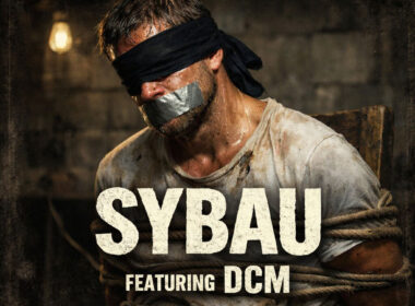 Man tied to a chair with eyes blindfolded and mouth taped, representing intensity and struggle in MRKBH and Chapo Da Monsta’s “SYBAU” single featuring DCM