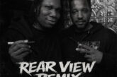 Black-and-white cover art of Substance Abuse and KRS-One for “Rear View Remix,” featuring both artists posing with a gritty, vintage Hip-Hop aesthetic and bold distressed typography.
