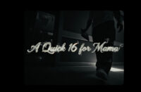 De La Soul’s “A Quick 16 for Mama” video artwork featuring a shadowed figure walking through a dimly lit hallway with cinematic typography layered across the scene.
