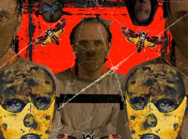 Cover art for “Silence Of The Lambs” by Choco Valens featuring horror-inspired imagery including masked faces, death's-head moths, distressed textures, and a vivid red background designed to evoke suspense and psychological tension.