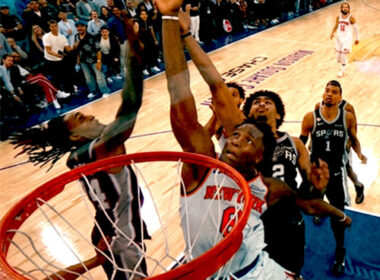 Cover art for "Deficit" by Jizzm High Definition and Nova The Wraith, produced by Apakalips, featuring an intense basketball action shot at the rim inspired by a historic NBA Finals comeback.