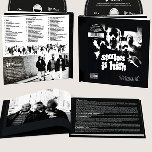 De La Soul Stakes Is High 30th Anniversary Edition featuring the remastered album, expanded collector's box set, exclusive vinyl editions, CDs, rare bonus material, and archival packaging celebrating the influential 1996 Hip-Hop classic.