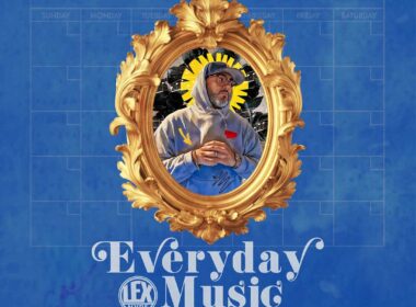 Cover art for LEX N.Y.R.E's Everyday Music album featuring an ornate gold frame surrounding the artist against a blue calendar-inspired background, promoting the single "Rotten App" featuring Cut Supreme.