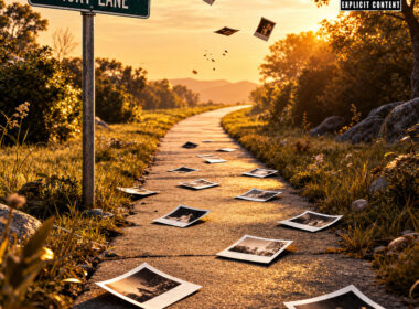 State “Memory Lane” featuring Peezly cover art showing a Memory Lane street sign and photographs scattered along a winding road at sunset.
