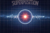 Echo “Superposition” single cover art featuring a glowing sphere, waveform and technical grid design.