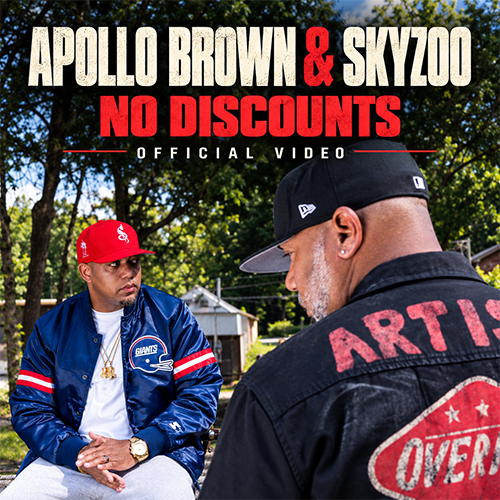 Apollo Brown and Skyzoo appear outdoors in the promotional photograph for their “No Discounts” music video from the album Luxury Tax.
